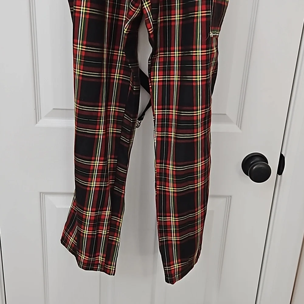 Y2K Vtg Bondage Pants Plaid DOGPILE 90s Rare Gwen Stefani unisex Straps - Picture 8 of 14